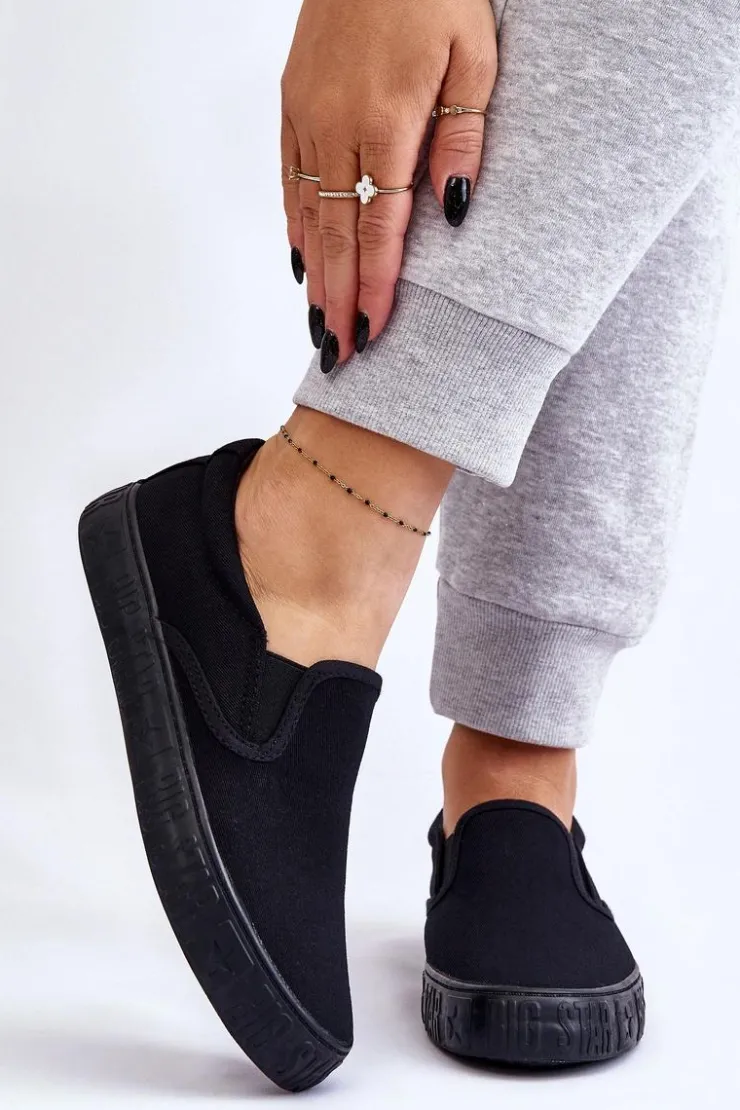Best Big Star Shoes Damskie Tenisówki Slip-On Big Star LL274392 Czarne