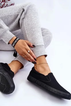 Best Big Star Shoes Damskie Tenisówki Slip-On Big Star LL274392 Czarne