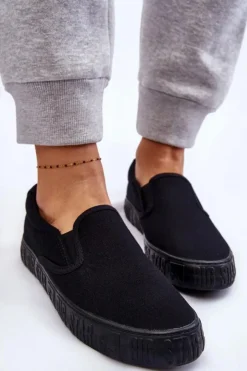 Best Big Star Shoes Damskie Tenisówki Slip-On Big Star LL274392 Czarne