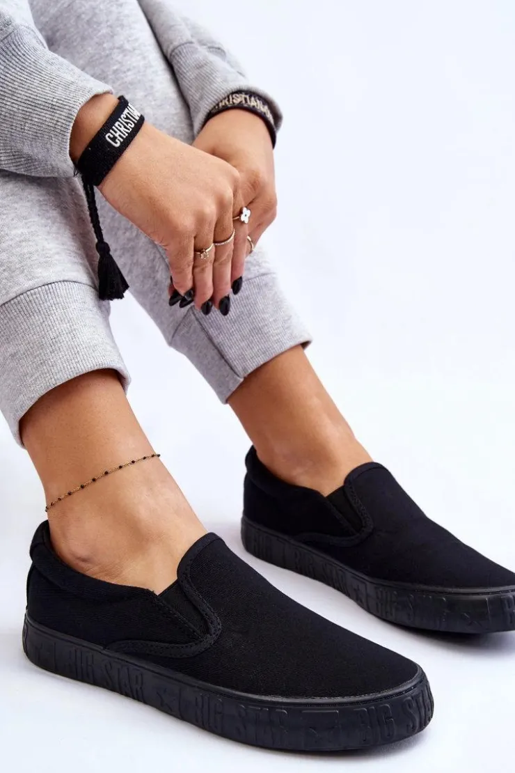 Best Big Star Shoes Damskie Tenisówki Slip-On Big Star LL274392 Czarne