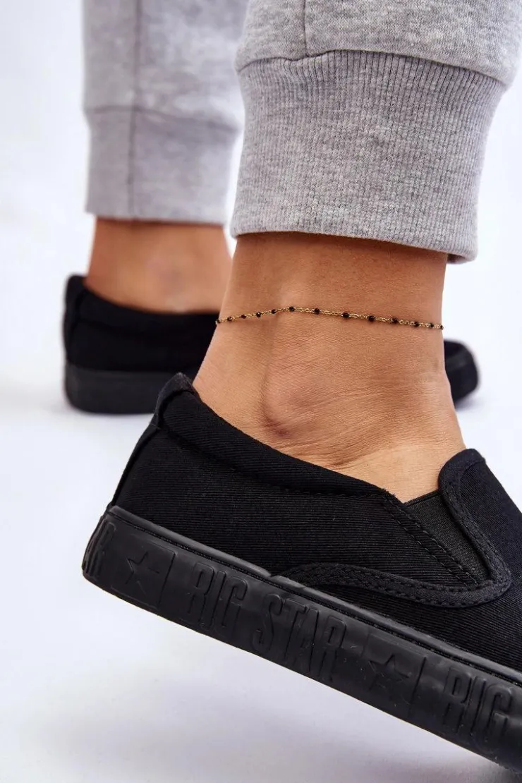 Best Big Star Shoes Damskie Tenisówki Slip-On Big Star LL274392 Czarne