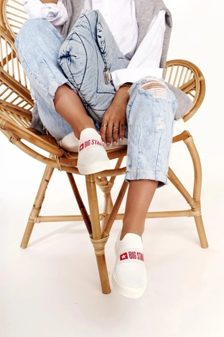 Big Star Shoes Trampki Damskie Slip-On|Trampki Damskie Big Star*Damskie Tenisówki Slip-on Big Star FF274219 Białe