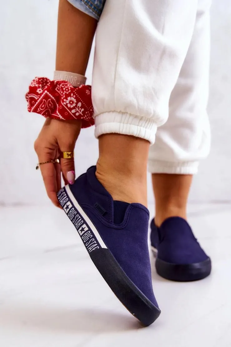 Big Star Shoes Trampki Damskie Slip-On|Trampki Damskie Big Star*Damskie Tenisówki Slip-on Big Star HH274011 Granatowe Niebieski