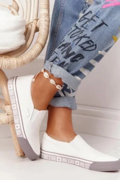 Damskie Big Star Shoes Damskie Tenisówki Slip-on Big Star HH274007 Białe