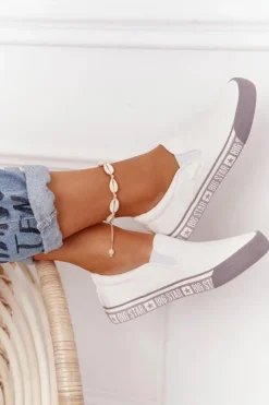 Damskie Big Star Shoes Damskie Tenisówki Slip-on Big Star HH274007 Białe