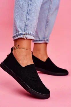 Clearance Big Star Shoes Damskie Tenisówki Slip-on Czarne Big Star FF274A609