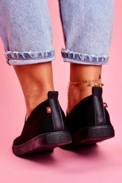 Clearance Big Star Shoes Damskie Tenisówki Slip-on Czarne Big Star FF274A609