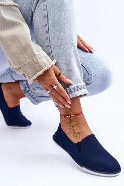 Best Evento Damskie Tenisówki Slip-On Granatowe Versali