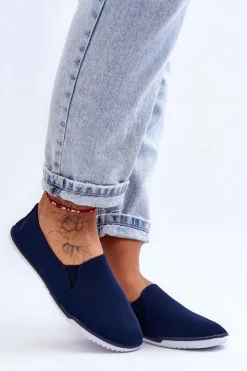 Best Evento Damskie Tenisówki Slip-On Granatowe Versali