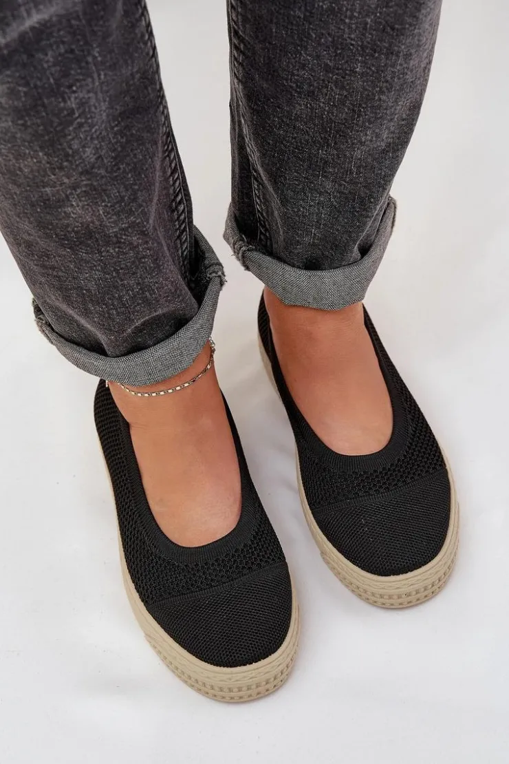 Damskie Evento Damskie Tenisówki Slip-on Na Platformie Czarne Pimadea