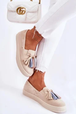 Boto Trampki Damskie Slip-On*Damskie Tenisówki Trampki Slip-On Beżowe Venira