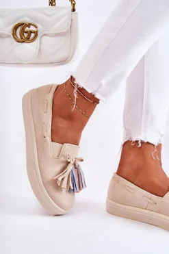Boto Trampki Damskie Slip-On*Damskie Tenisówki Trampki Slip-On Beżowe Venira