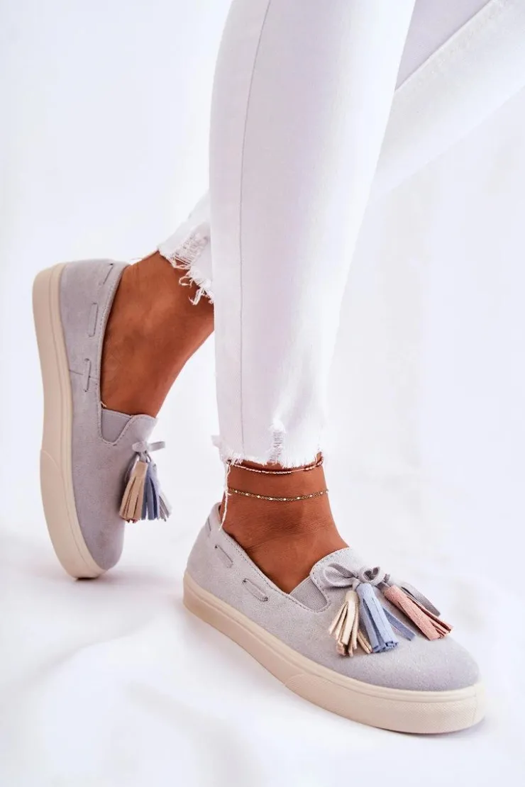 New Boto Damskie Tenisówki Trampki Slip-On Szare Venira