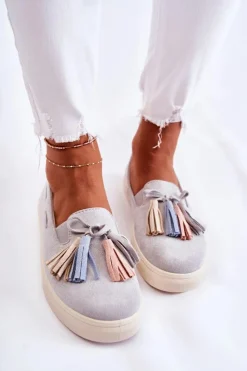 New Boto Damskie Tenisówki Trampki Slip-On Szare Venira