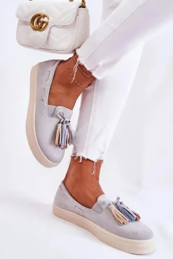 New Boto Damskie Tenisówki Trampki Slip-On Szare Venira