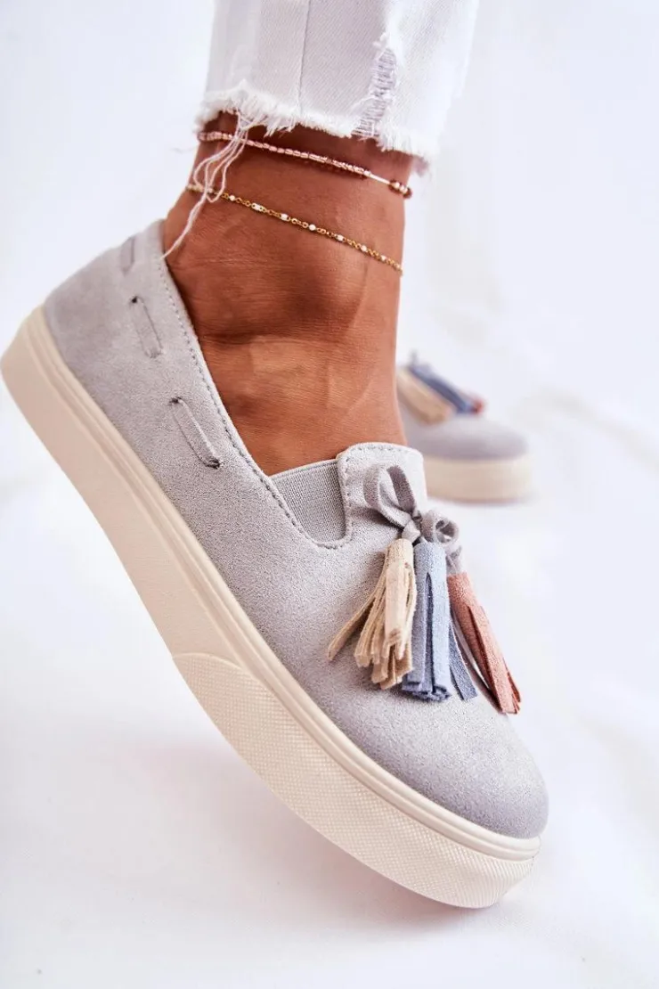 New Boto Damskie Tenisówki Trampki Slip-On Szare Venira