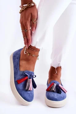 Boto Trampki Damskie Slip-On*Damskie Tenisówki Trampki Slip-On Niebieskie Venira
