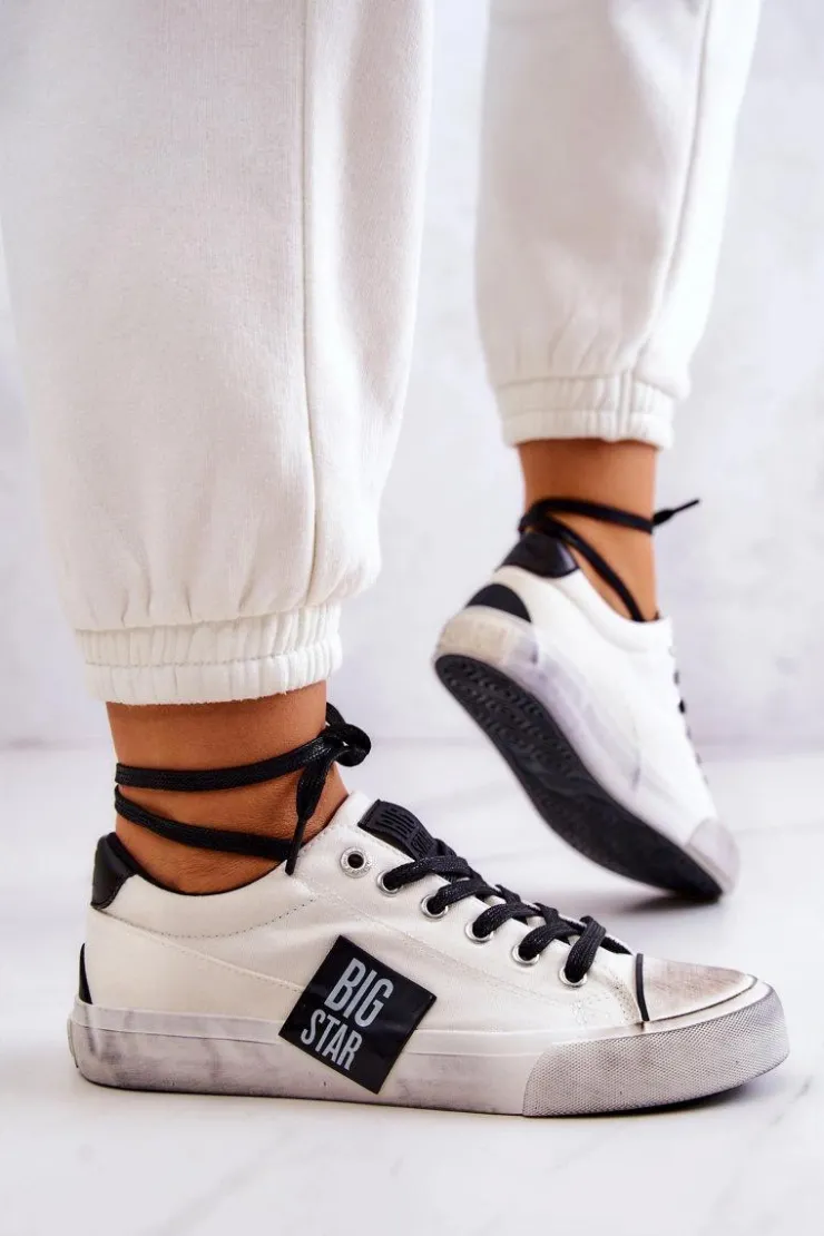 Best Big Star Shoes Damskie Tenisówki Trampki BIG STAR JJ274350 Biało-Czarne