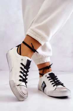 Best Big Star Shoes Damskie Tenisówki Trampki BIG STAR JJ274350 Biało-Czarne
