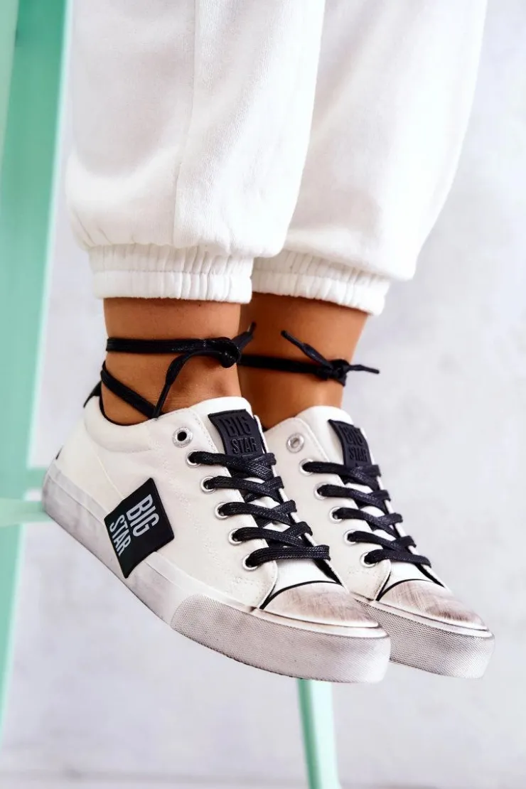 Best Big Star Shoes Damskie Tenisówki Trampki BIG STAR JJ274350 Biało-Czarne