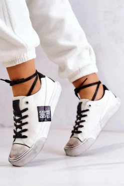 Best Big Star Shoes Damskie Tenisówki Trampki BIG STAR JJ274350 Biało-Czarne