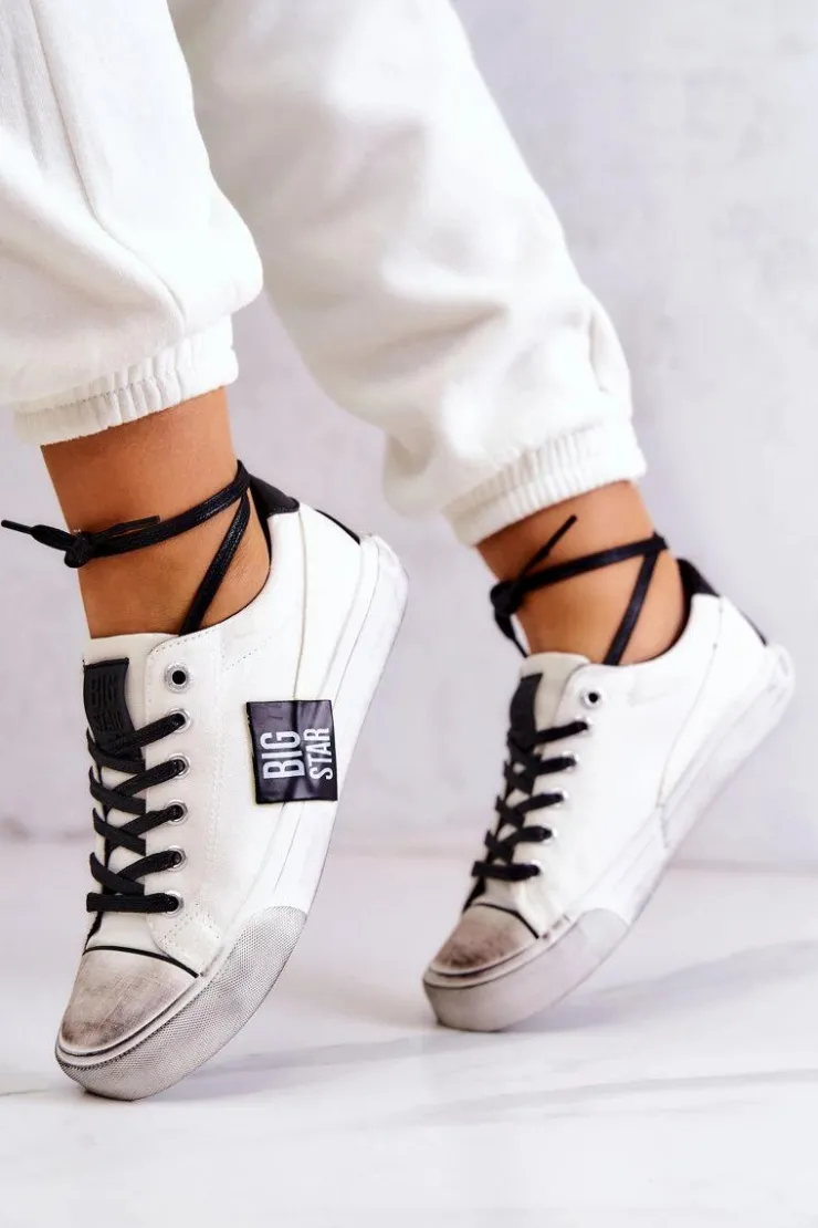 Best Big Star Shoes Damskie Tenisówki Trampki BIG STAR JJ274350 Biało-Czarne