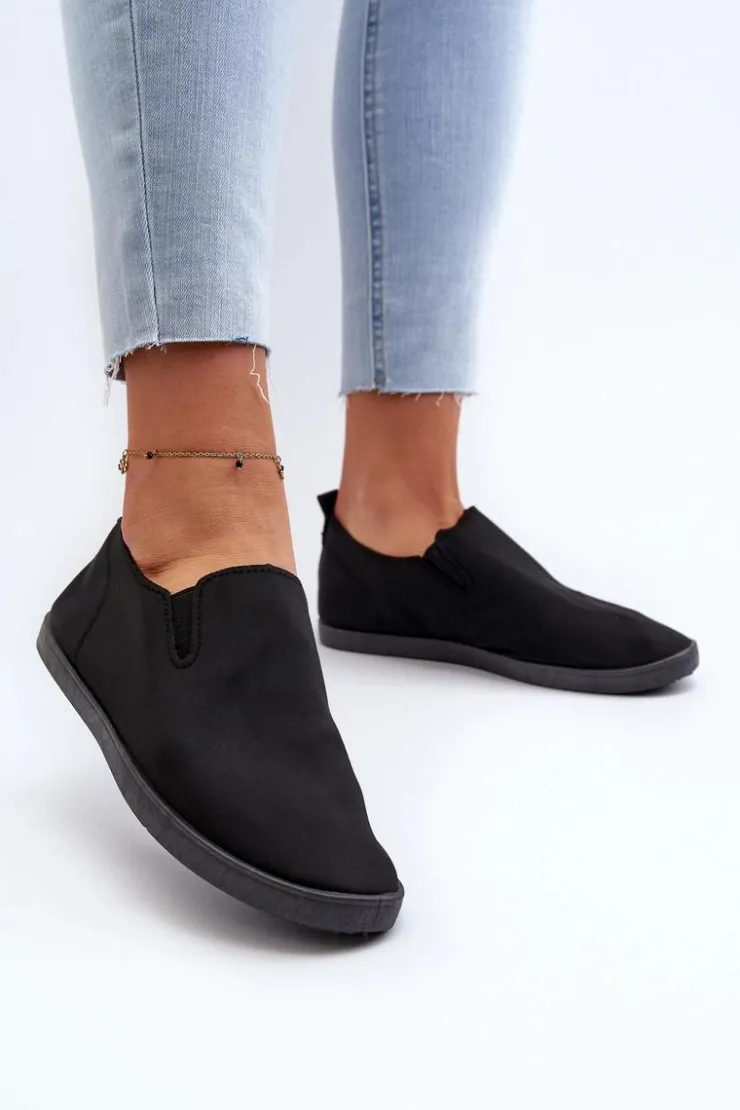 Outlet Boto Damskie Tenisówki Trampki Slip-On Czarne Lovinia Czarny