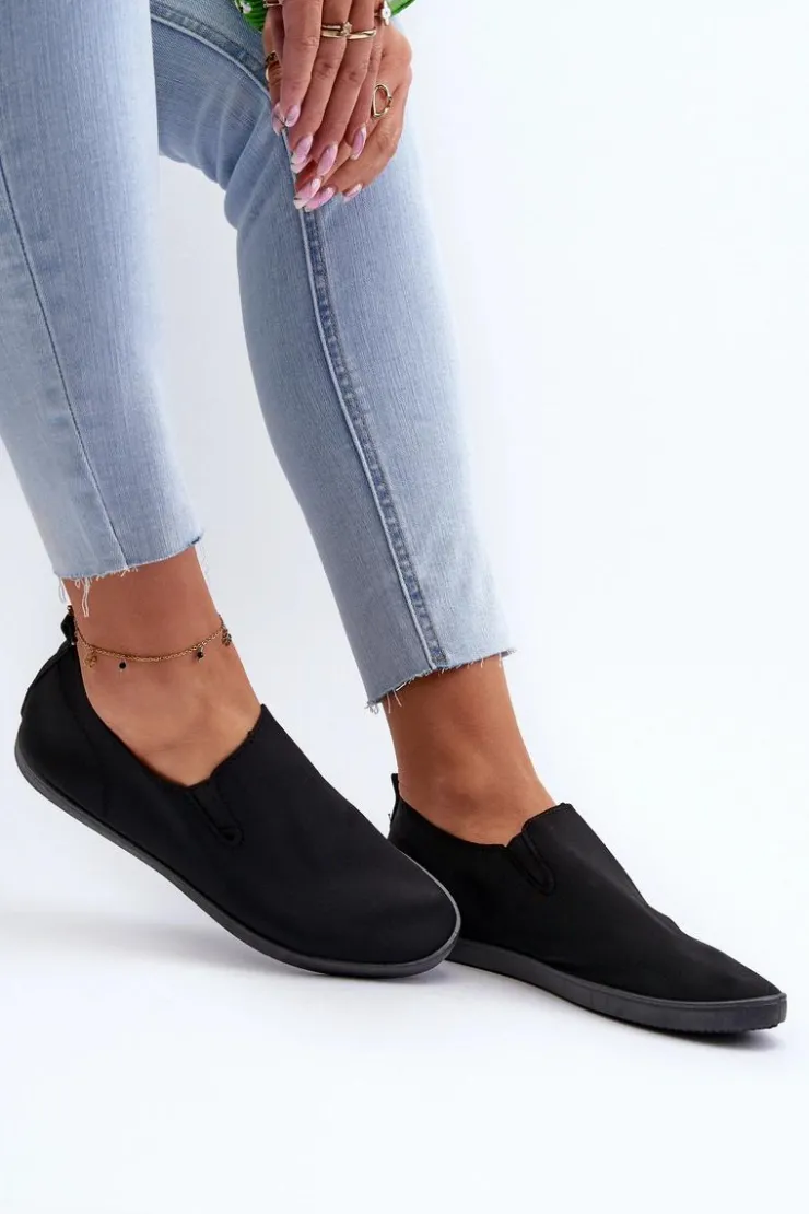 Outlet Boto Damskie Tenisówki Trampki Slip-On Czarne Lovinia Czarny