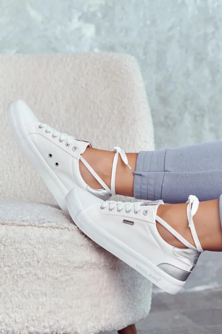 Damskie Cross Jeans Damskie Tenisówki Wiązane JJ2R4038C Białe