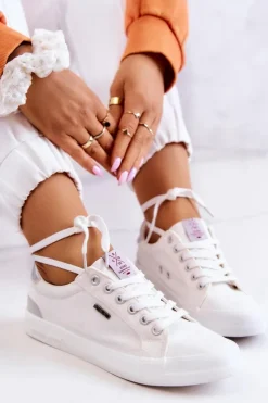 Damskie Cross Jeans Damskie Tenisówki Wiązane JJ2R4038C Białe