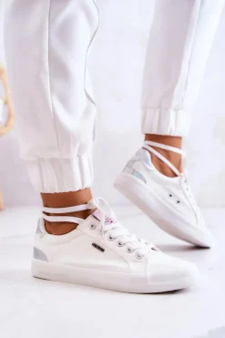 Damskie Cross Jeans Damskie Tenisówki Wiązane JJ2R4038C Białe