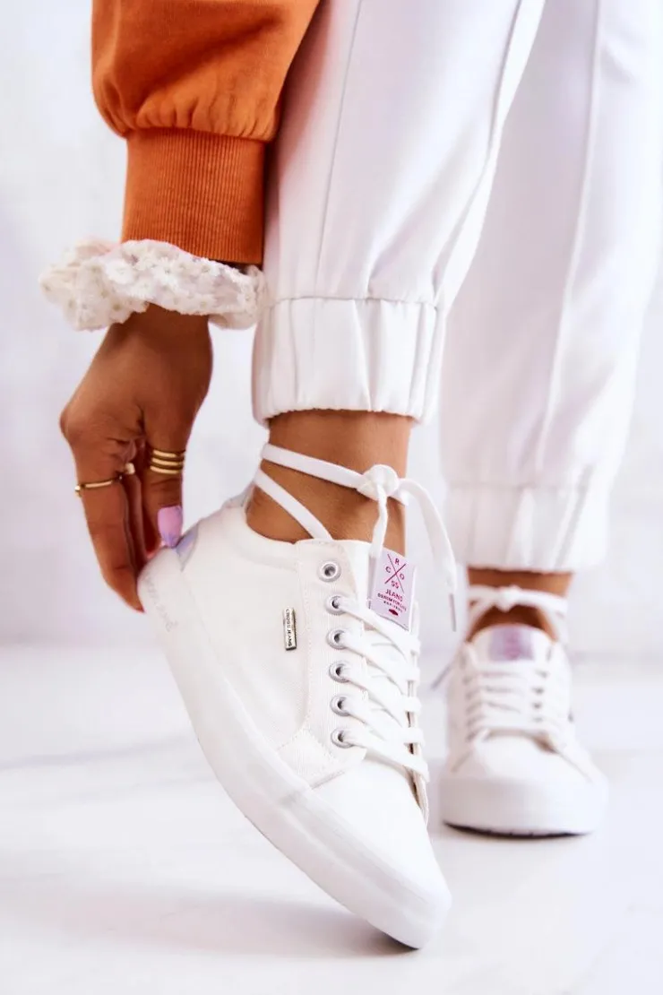 Damskie Cross Jeans Damskie Tenisówki Wiązane JJ2R4038C Białe