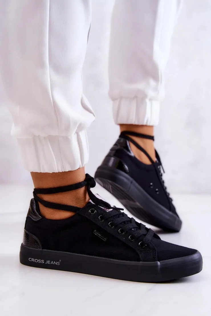 Damskie Cross Jeans Damskie Tenisówki Wiązane JJ2R4039C Czarne