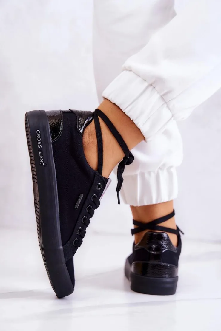 Damskie Cross Jeans Damskie Tenisówki Wiązane JJ2R4039C Czarne