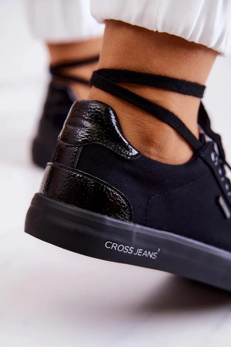 Damskie Cross Jeans Damskie Tenisówki Wiązane JJ2R4039C Czarne