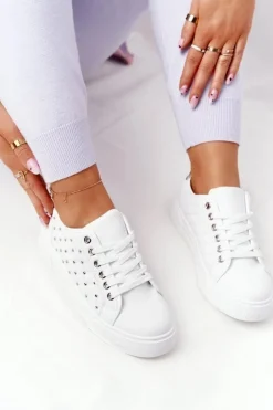 Damskie Boto Damskie Tenisówki Z Pikowaniem Biało-Srebrne Fondness