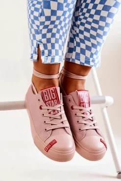 Best Big Star Shoes Damskie Trampki Big Star JJ274167 Różowe Różowy