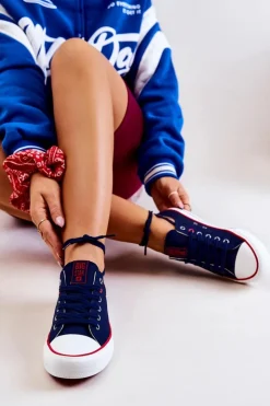 Hot Big Star Shoes Damskie Trampki BIG STAR JJ274121 Granatowe