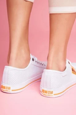Hot Big Star Shoes Damskie Trampki Big Star Ażurowe FF274035 Białe