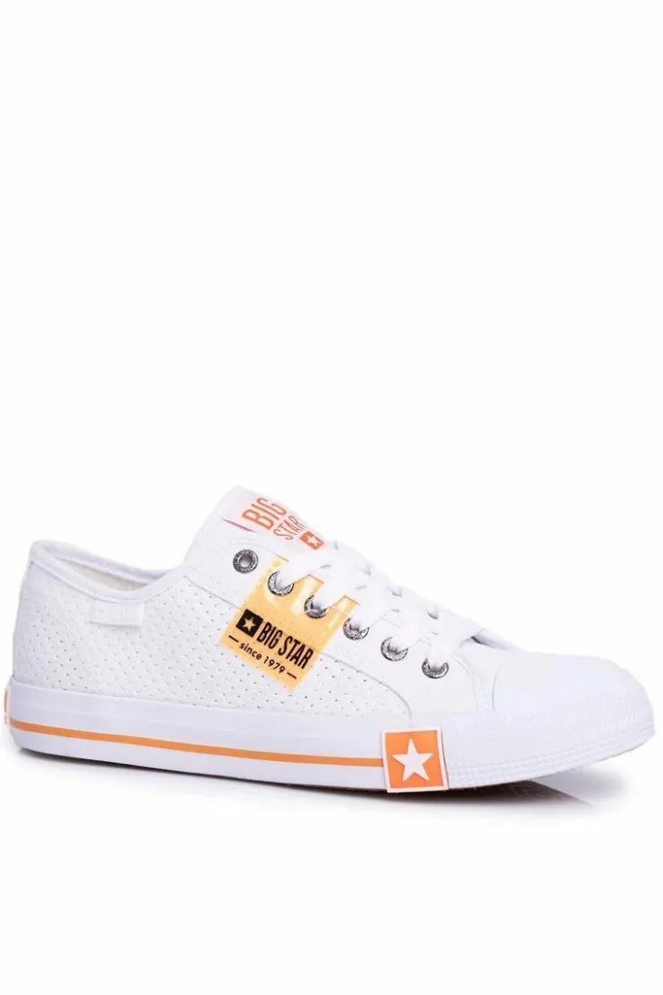 Hot Big Star Shoes Damskie Trampki Big Star Ażurowe FF274035 Białe