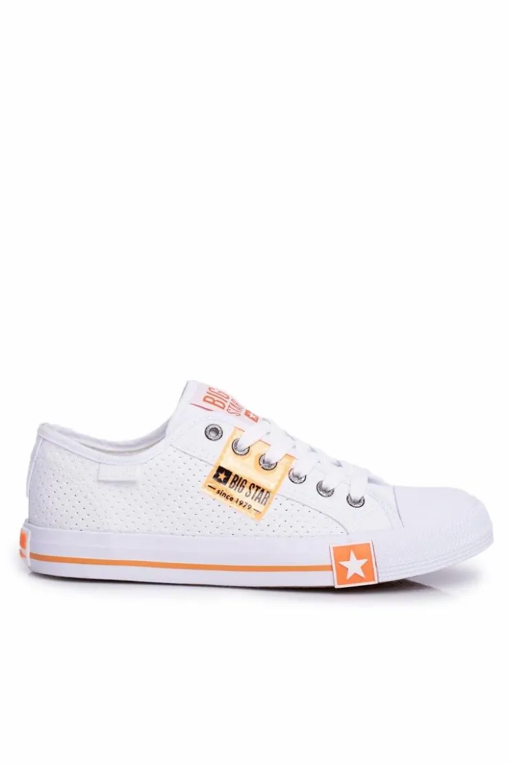 Hot Big Star Shoes Damskie Trampki Big Star Ażurowe FF274035 Białe
