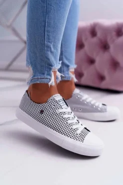 Outlet Big Star Shoes Damskie Trampki Big Star W Kratkę Białe DD274035