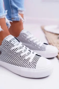 Outlet Big Star Shoes Damskie Trampki Big Star W Kratkę Białe DD274035
