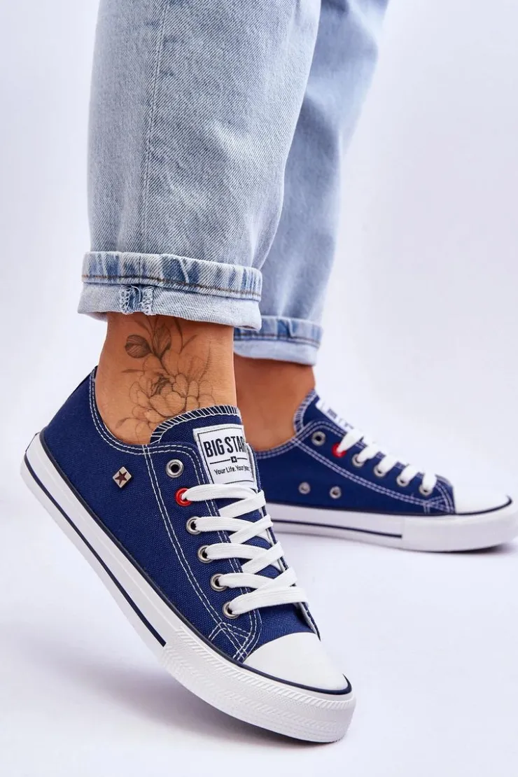 Outlet Big Star Shoes Damskie Trampki Big Star T274021 Granatowe