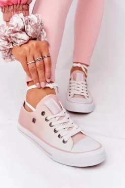 Big Star Shoes Trampki Damskie Big Star|Trampki Damskie Niskie*Damskie Trampki BIG STAR HH274127 Ombre Różowe