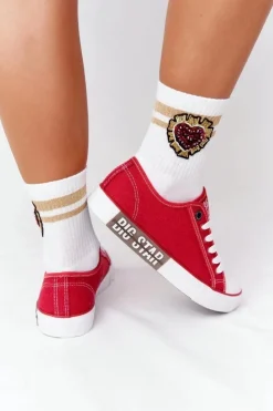 Damskie Big Star Shoes Damskie Trampki BIG STAR HH274115 Czerwone