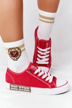 Damskie Big Star Shoes Damskie Trampki BIG STAR HH274115 Czerwone