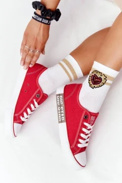 Damskie Big Star Shoes Damskie Trampki BIG STAR HH274115 Czerwone