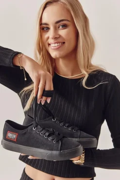 Big Star Shoes Trampki Damskie Big Star|Trampki Damskie Niskie*Damskie Trampki BIG STAR HH274133 Czarne Czarny