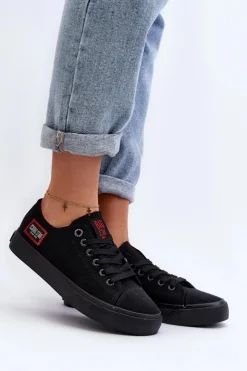 Big Star Shoes Trampki Damskie Big Star|Trampki Damskie Niskie*Damskie Trampki BIG STAR HH274133 Czarne Czarny